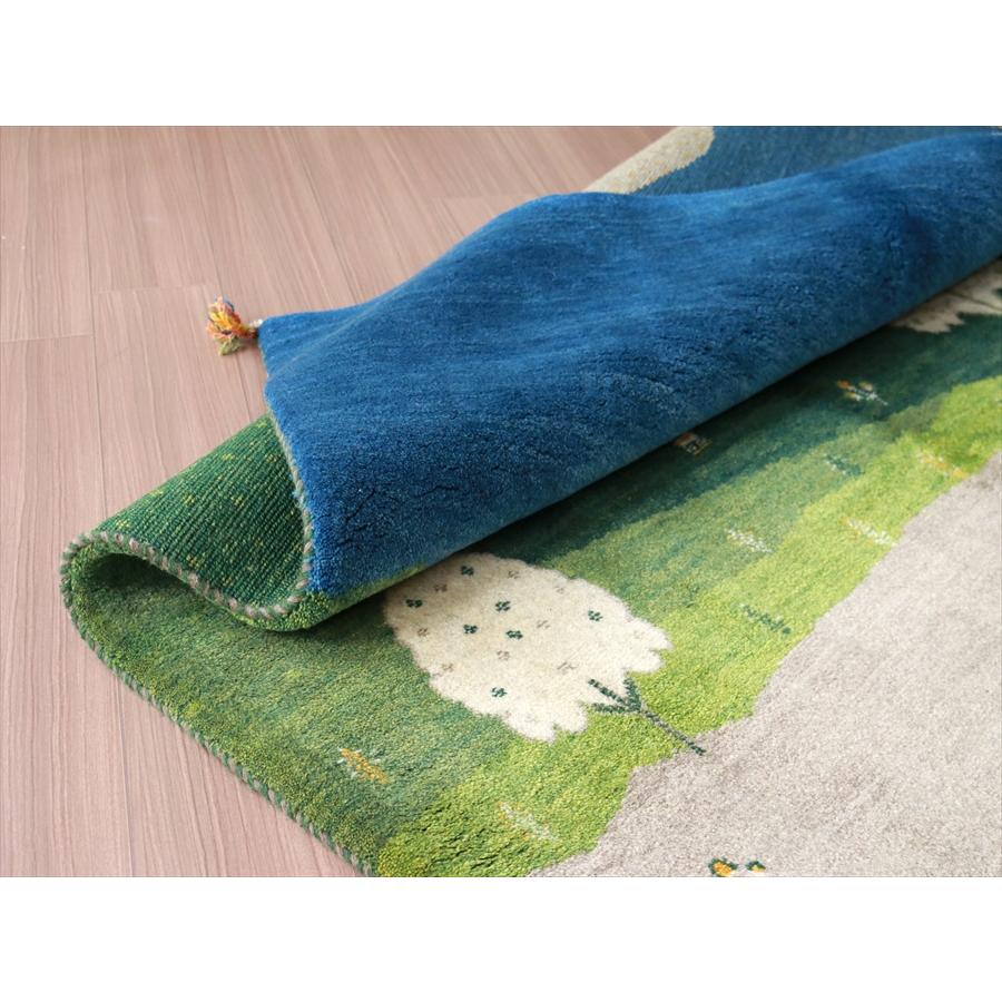 ギャッベ 手織りラグ イラン産絨毯 195x148cm ほのぼの　白い花の咲く風景 | ブランド登録なし | 08