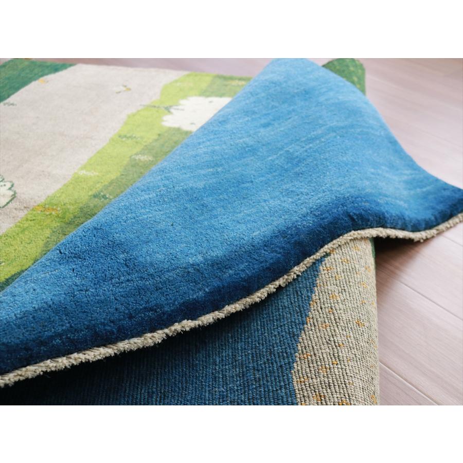 ギャッベ 手織りラグ イラン産絨毯 195x148cm ほのぼの　白い花の咲く風景 | ブランド登録なし | 09