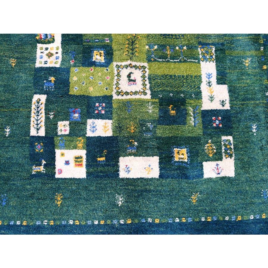 ギャッベ 手織りラグ イラン産絨毯 193x153cm グリーングラデーション　モザイク | ブランド登録なし | 02