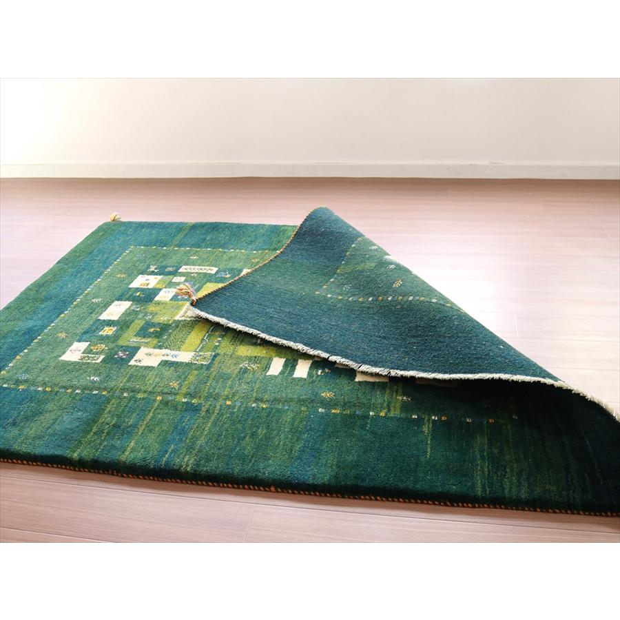 ギャッベ 手織りラグ イラン産絨毯 193x153cm グリーングラデーション　モザイク | ブランド登録なし | 07