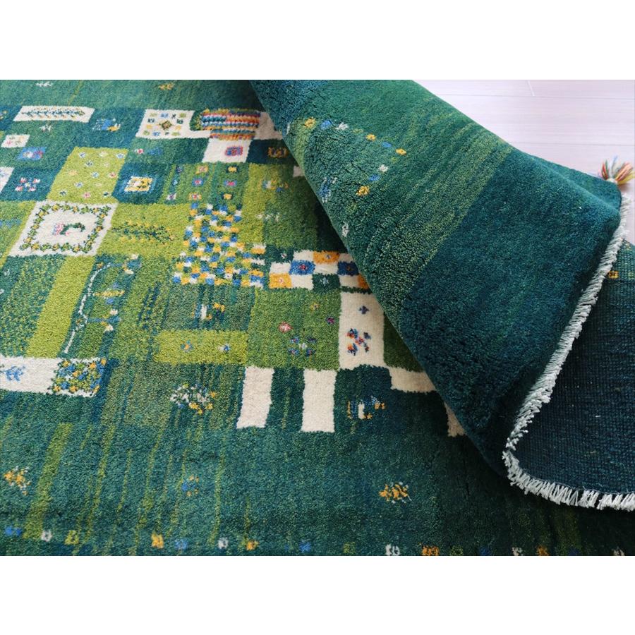 ギャッベ 手織りラグ イラン産絨毯 193x153cm グリーングラデーション　モザイク | ブランド登録なし | 08
