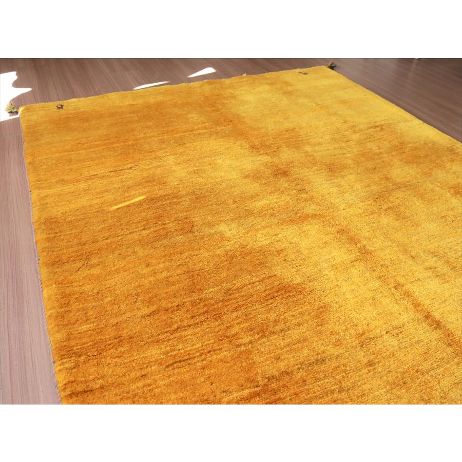 ギャッベ 手織りラグ イラン産絨毯 210x158cm イエロー　オレンジ　無地　シンプル | ブランド登録なし | 10