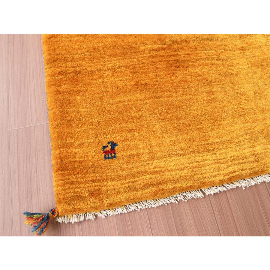 ギャッベ 手織りラグ イラン産絨毯 210x158cm イエロー　オレンジ　無地　シンプル | ブランド登録なし | 02