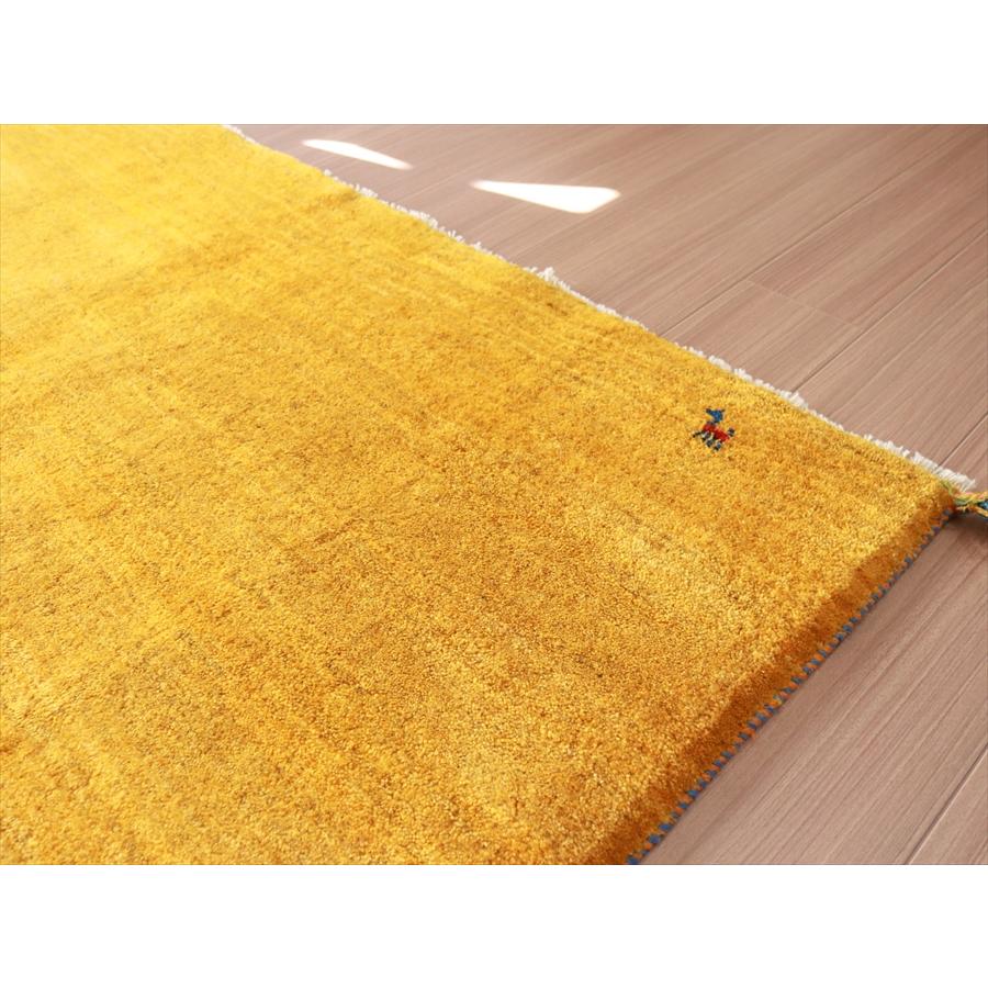 ギャッベ 手織りラグ イラン産絨毯 210x158cm イエロー　オレンジ　無地　シンプル｜ipogabbeh｜04