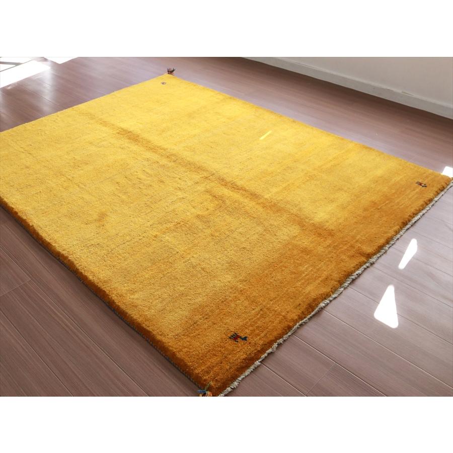 ギャッベ 手織りラグ イラン産絨毯 210x158cm イエロー　オレンジ　無地　シンプル | ブランド登録なし | 04