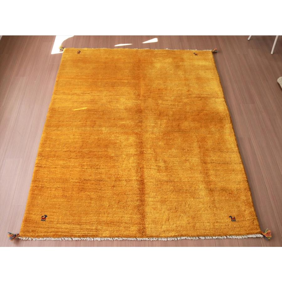 ギャッベ 手織りラグ イラン産絨毯 210x158cm イエロー　オレンジ　無地　シンプル | ブランド登録なし | 09