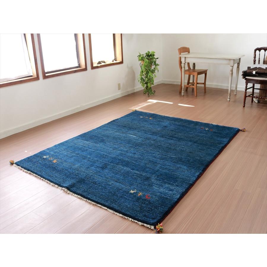 ギャッベ 手織りラグ イラン産絨毯 200x152cm ネイビーブルー　グラデーション　シンプル | ブランド登録なし | 01