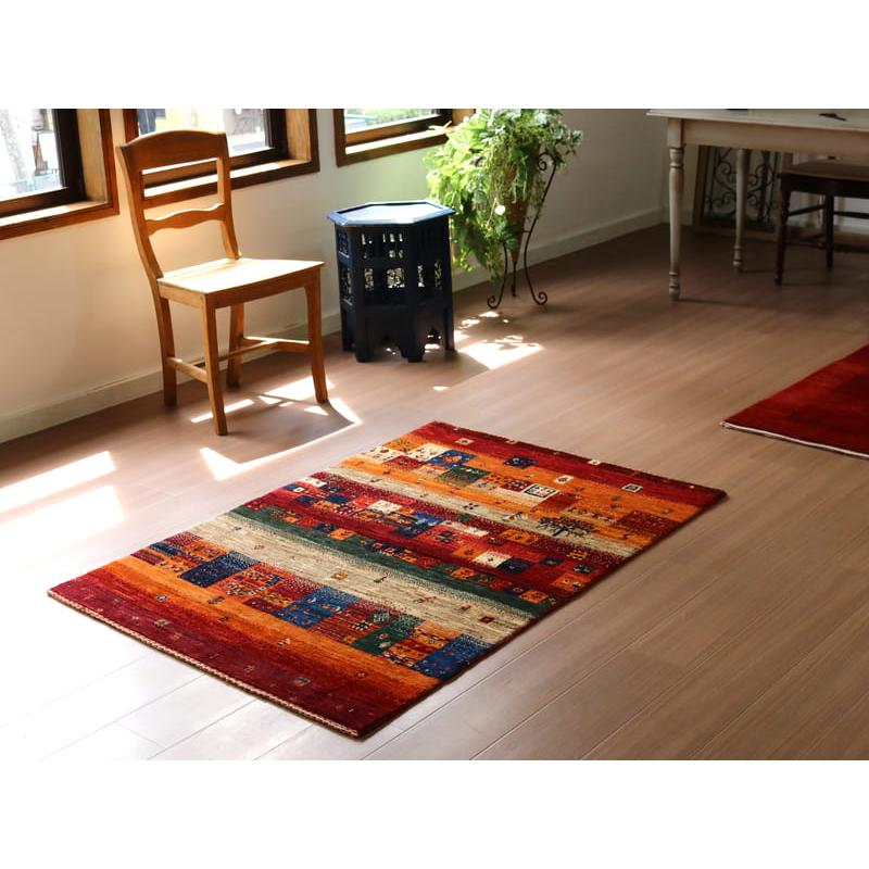 ギャッベ ノウバフト Gabbeh Nowbaft 138x95cm レッド　モザイクタイル | ブランド登録なし | 01