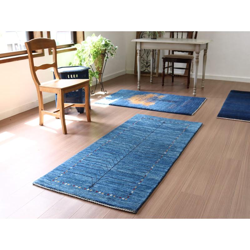 ギャッベ バナフシェ 細かな織り イラン産手織り 161x71cm 明るいブルー　ランナー　生命の木 | ブランド登録なし | 01