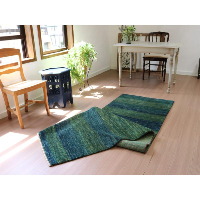 ギャッベ 最上級の細かな織り ロリアタシュ 268x78cm ブルーグリーン　グラデーション | ブランド登録なし | 11