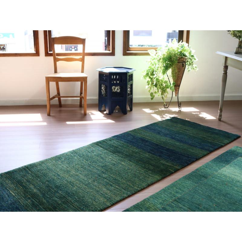 ギャッベ 最上級の細かな織り ロリアタシュ 268x78cm ブルーグリーン　グラデーション | ブランド登録なし | 01