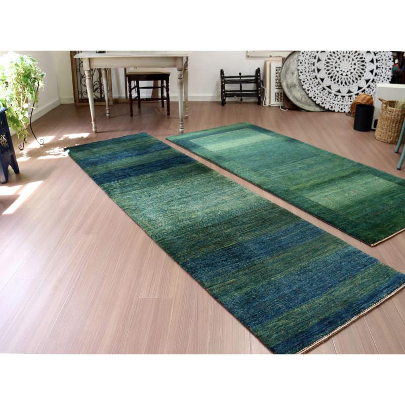 ギャッベ 最上級の細かな織り ロリアタシュ 268x78cm ブルーグリーン　グラデーション | ブランド登録なし | 02