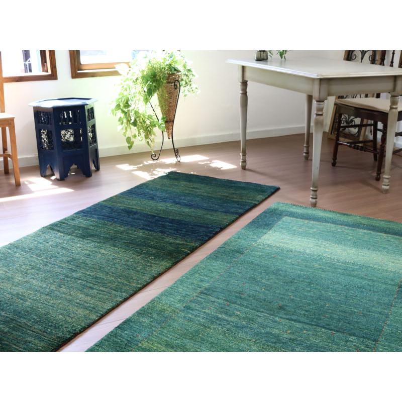 ギャッベ 最上級の細かな織り ロリアタシュ 268x78cm ブルーグリーン　グラデーション | ブランド登録なし | 04