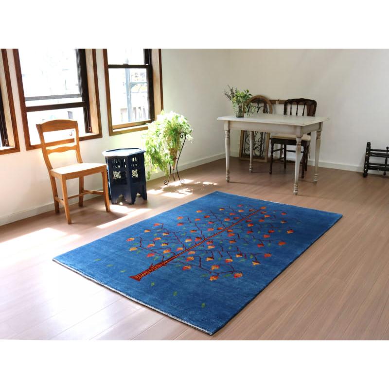 ギャッベ バナフシェ 細かな織り  189x130cm ブルー　ザクロの実をつけた生命の木 | ブランド登録なし | 01