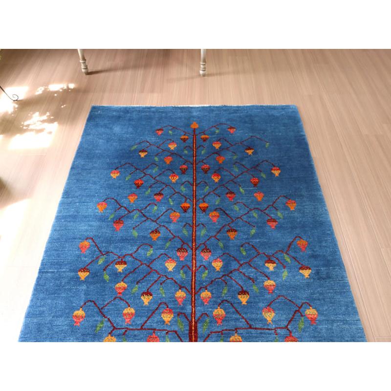 ギャッベ バナフシェ 細かな織り  189x130cm ブルー　ザクロの実をつけた生命の木 | ブランド登録なし | 02