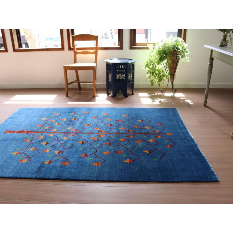 ギャッベ バナフシェ 細かな織り  189x130cm ブルー　ザクロの実をつけた生命の木 | ブランド登録なし | 04