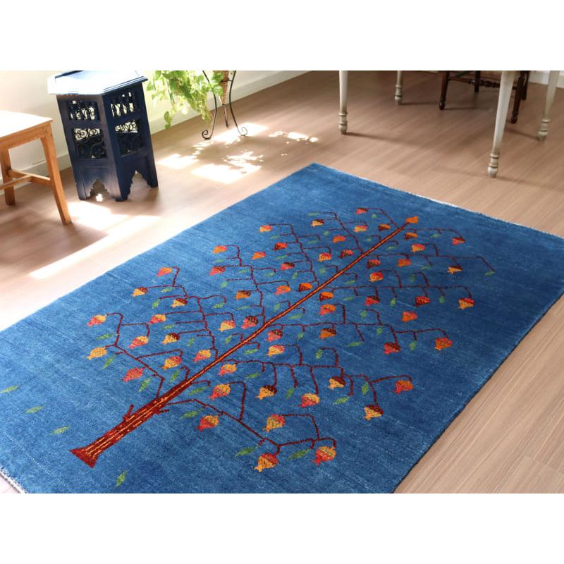 ギャッベ バナフシェ 細かな織り  189x130cm ブルー　ザクロの実をつけた生命の木 | ブランド登録なし | 05