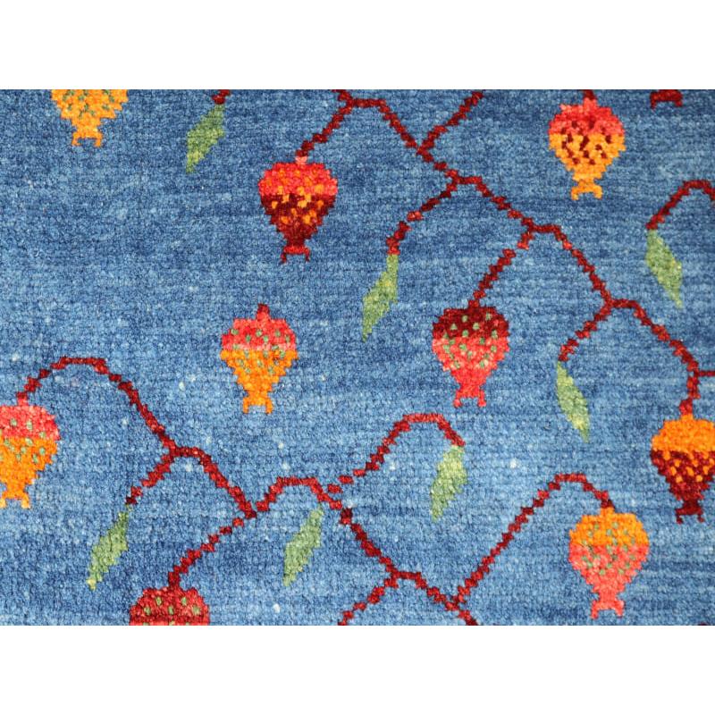 ギャッベ バナフシェ 細かな織り  189x130cm ブルー　ザクロの実をつけた生命の木 | ブランド登録なし | 06