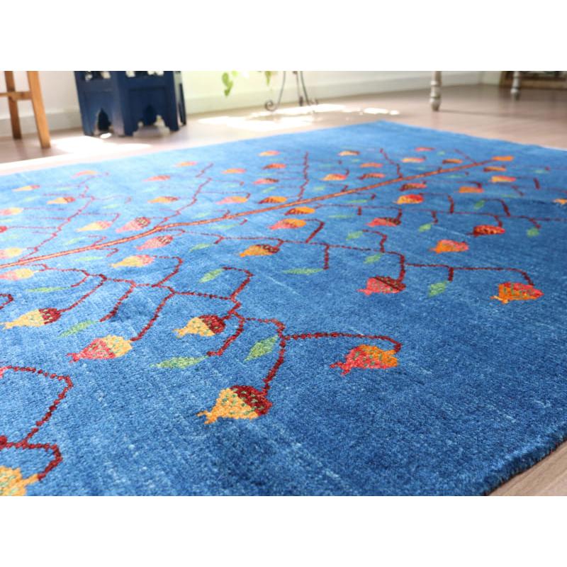 ギャッベ バナフシェ 細かな織り  189x130cm ブルー　ザクロの実をつけた生命の木 | ブランド登録なし | 07