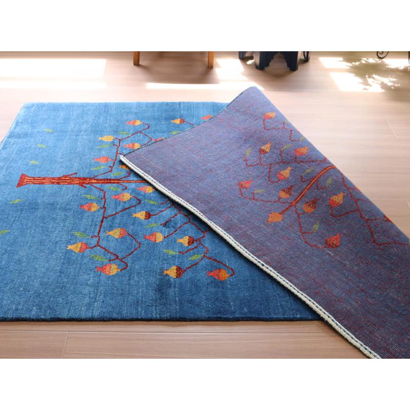 ギャッベ バナフシェ 細かな織り  189x130cm ブルー　ザクロの実をつけた生命の木 | ブランド登録なし | 08