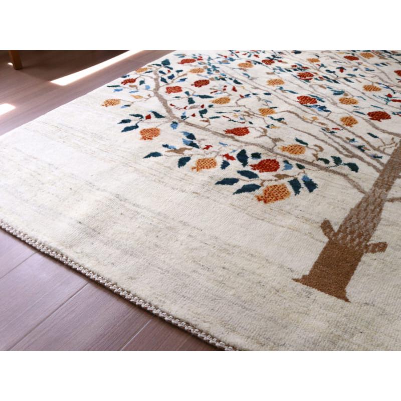 ギャッベ バナフシェ 細かな織り 198x193cm アイボリー　正方形ラグ　ザクロの樹 | ブランド登録なし | 10