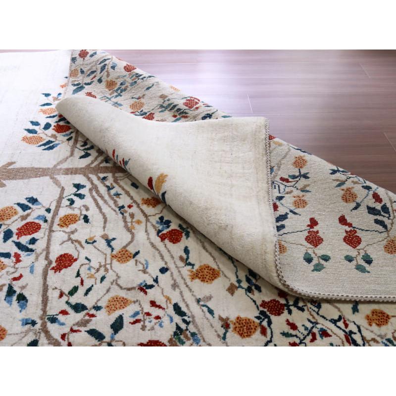 ギャッベ バナフシェ 細かな織り 198x193cm アイボリー　正方形ラグ　ザクロの樹 | ブランド登録なし | 11