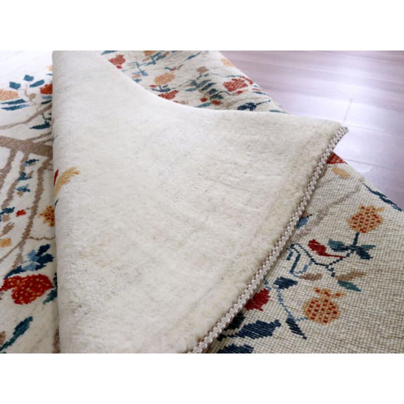 ギャッベ バナフシェ 細かな織り 198x193cm アイボリー　正方形ラグ　ザクロの樹 | ブランド登録なし | 12