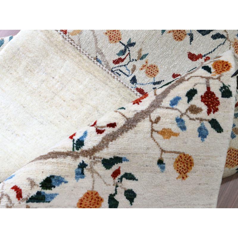 ギャッベ バナフシェ 細かな織り 198x193cm アイボリー　正方形ラグ　ザクロの樹 | ブランド登録なし | 13