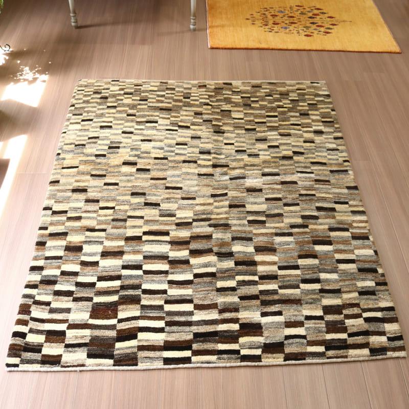 ギャッベ シューウリ　 193x152cm モノトーン　モダンなタイルデザイン | ブランド登録なし