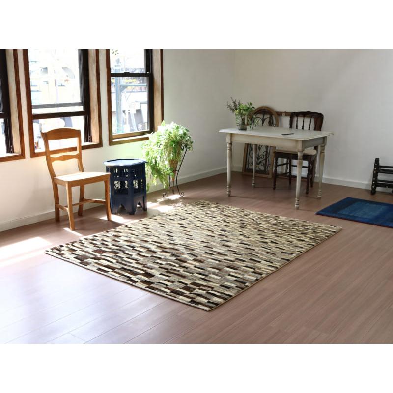 ギャッベ シューウリ　 193x152cm モノトーン　モダンなタイルデザイン | ブランド登録なし | 01