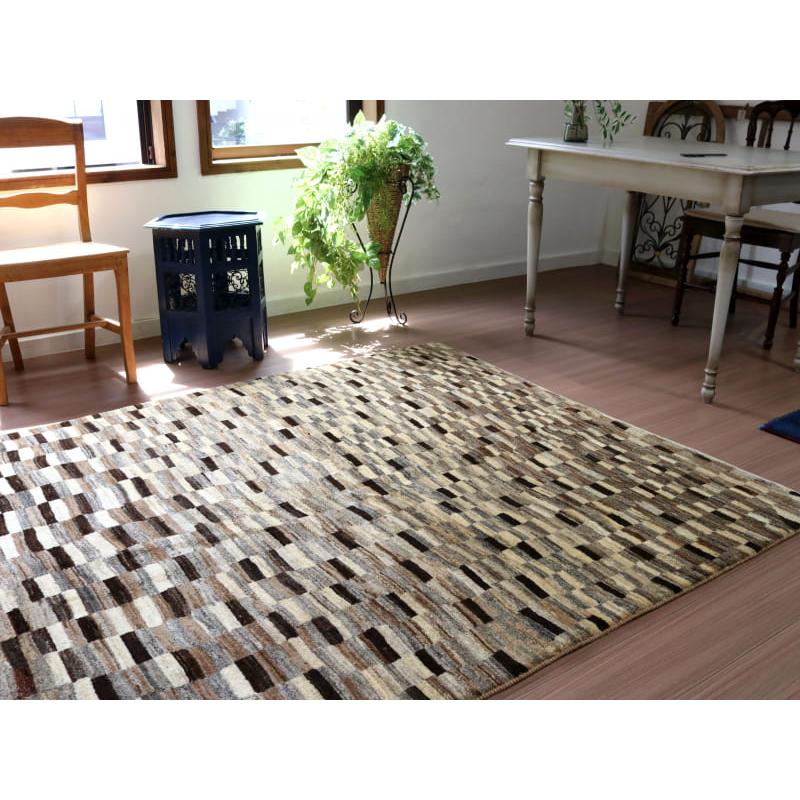 ギャッベ シューウリ　 193x152cm モノトーン　モダンなタイルデザイン | ブランド登録なし | 03