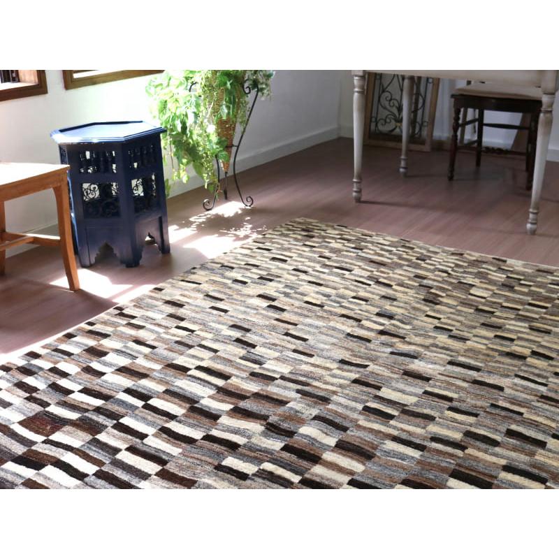 ギャッベ シューウリ　 193x152cm モノトーン　モダンなタイルデザイン | ブランド登録なし | 08