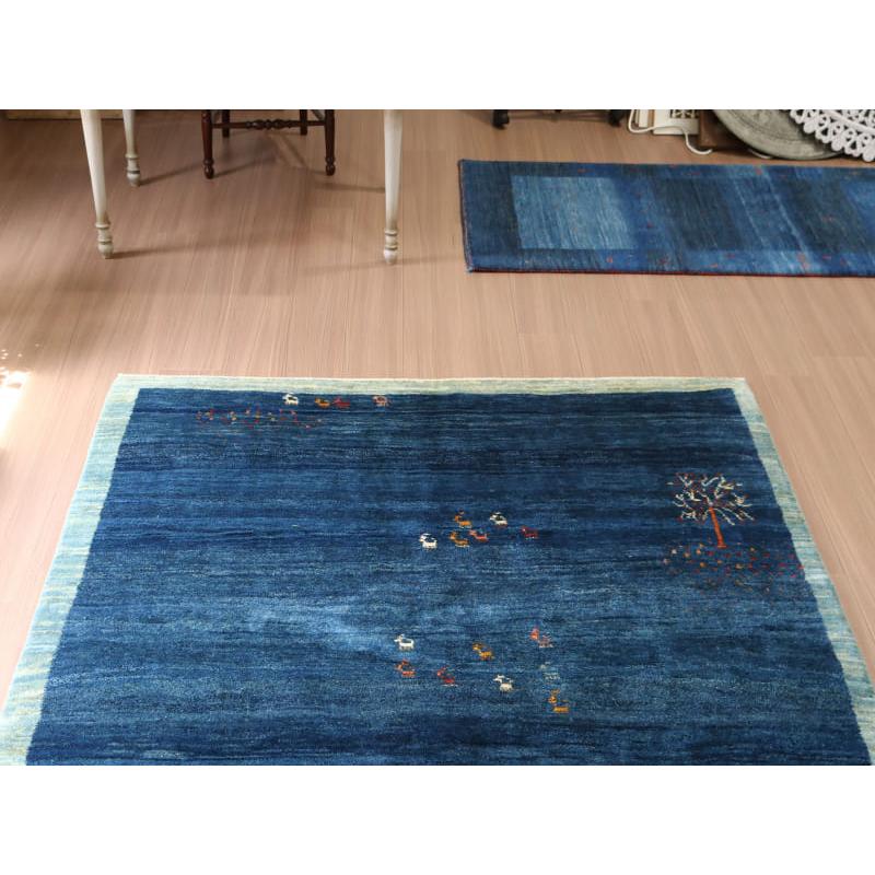 ギャッベ　ノマド リビングサイズ 197x156cm 素朴な手織りラグ　ブルー | ブランド登録なし | 02