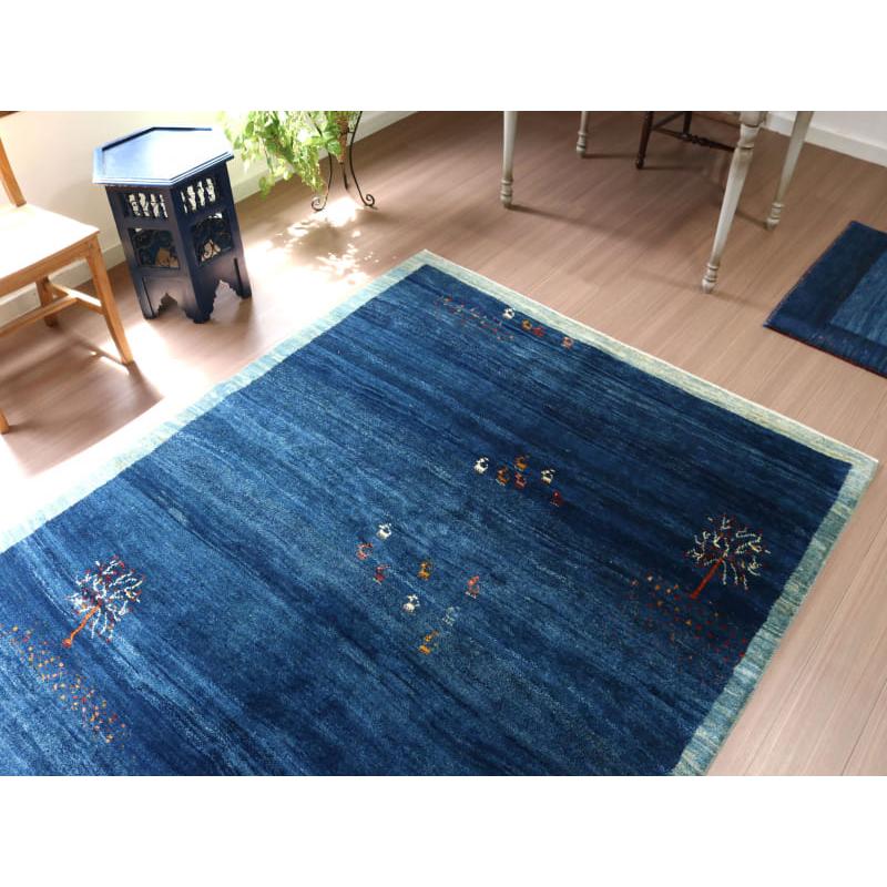 ギャッベ　ノマド リビングサイズ 197x156cm 素朴な手織りラグ　ブルー | ブランド登録なし | 03