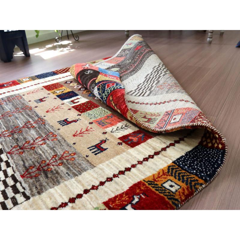 ギャッベ イラン産手織りラグ バナフシェ 細かな織り  183x109cm 動物モチーフ　幾何学タイル | ブランド登録なし | 10