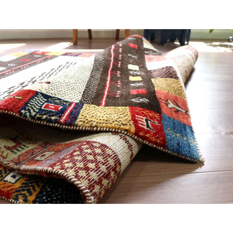 ギャッベ イラン産手織りラグ バナフシェ 細かな織り  183x109cm 動物モチーフ　幾何学タイル | ブランド登録なし | 11