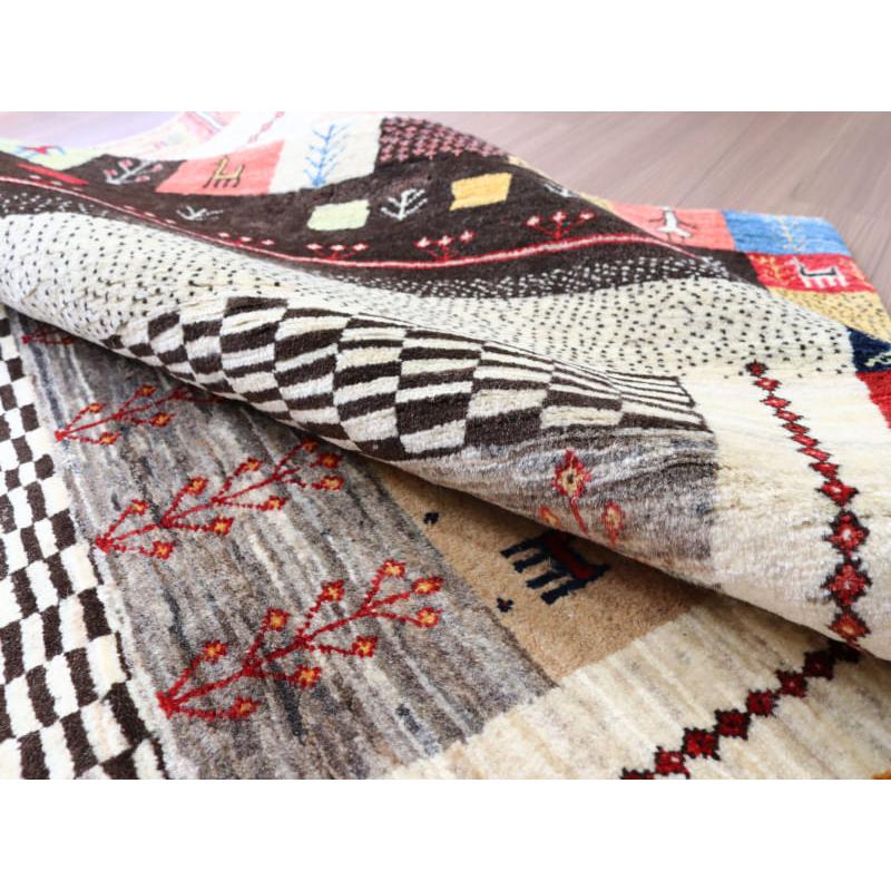 ギャッベ イラン産手織りラグ バナフシェ 細かな織り  183x109cm 動物モチーフ　幾何学タイル | ブランド登録なし | 12