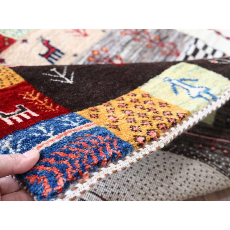 ギャッベ イラン産手織りラグ バナフシェ 細かな織り  183x109cm 動物モチーフ　幾何学タイル | ブランド登録なし | 14