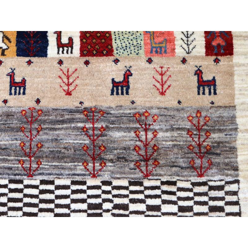 ギャッベ イラン産手織りラグ バナフシェ 細かな織り  183x109cm 動物モチーフ　幾何学タイル | ブランド登録なし | 04