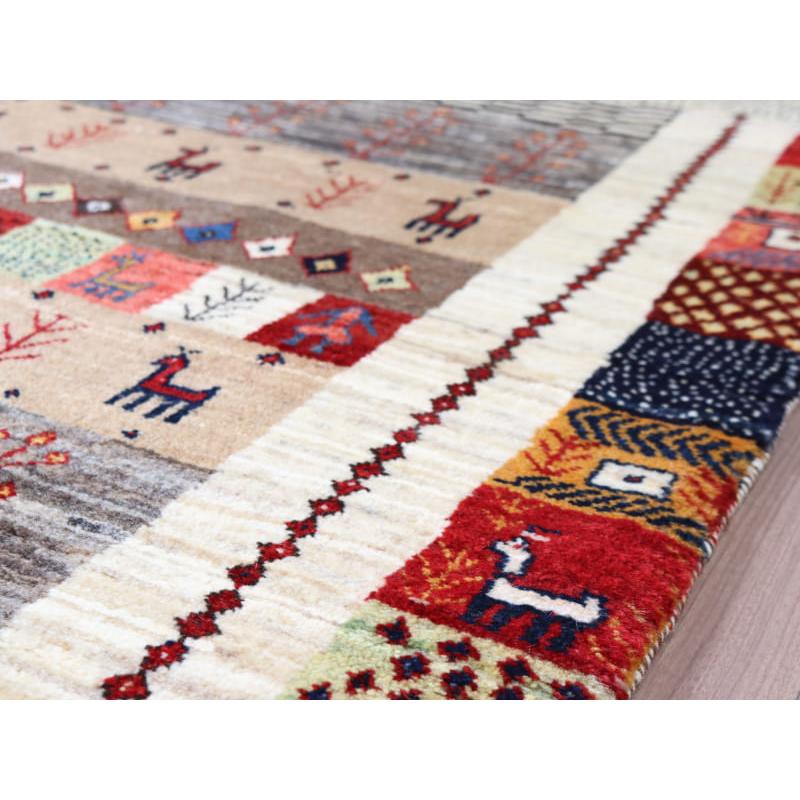 ギャッベ イラン産手織りラグ バナフシェ 細かな織り  183x109cm 動物モチーフ　幾何学タイル | ブランド登録なし | 09