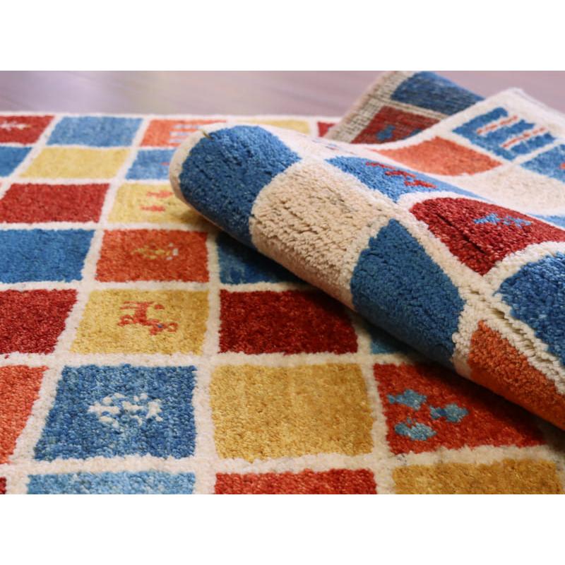 ギャッベ ノマド Nomad イラン産手織りラグ 183x113cm レッド ブルー イエロー 伝統的な幾何学デザイン | ブランド登録なし | 10