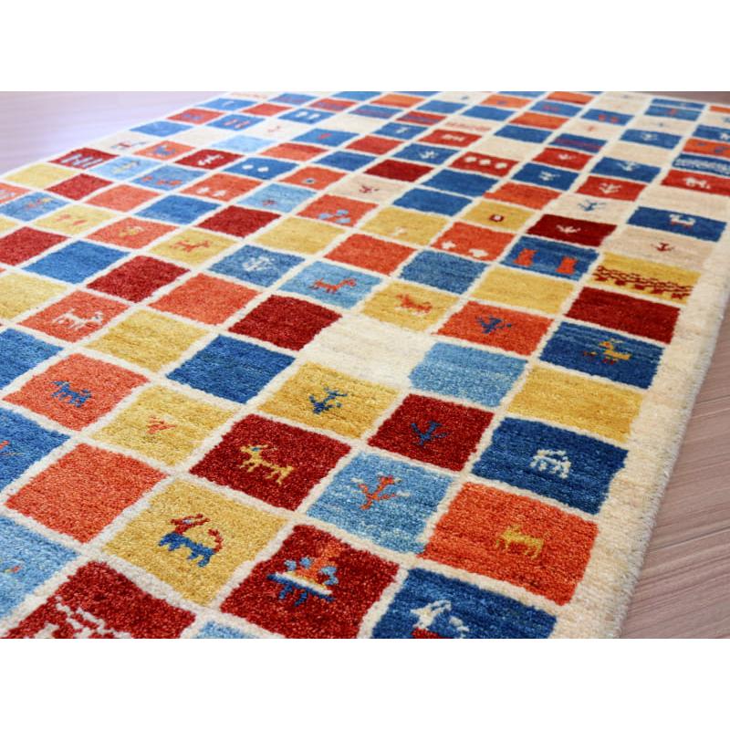 ギャッベ ノマド Nomad イラン産手織りラグ 183x113cm レッド ブルー イエロー 伝統的な幾何学デザイン | ブランド登録なし | 04