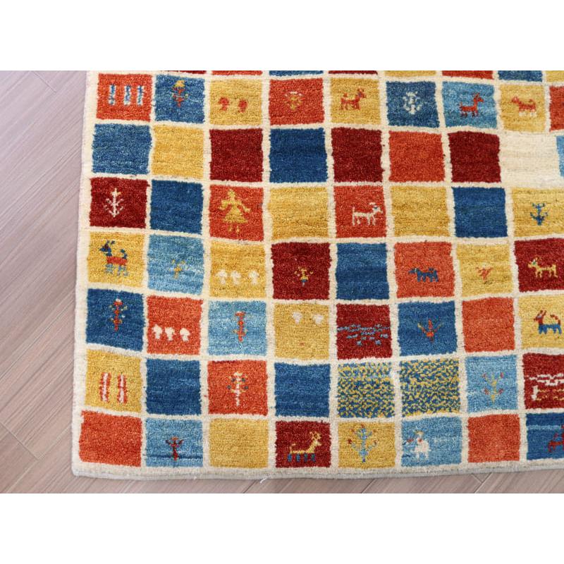 ギャッベ ノマド Nomad イラン産手織りラグ 183x113cm レッド ブルー イエロー 伝統的な幾何学デザイン | ブランド登録なし | 05