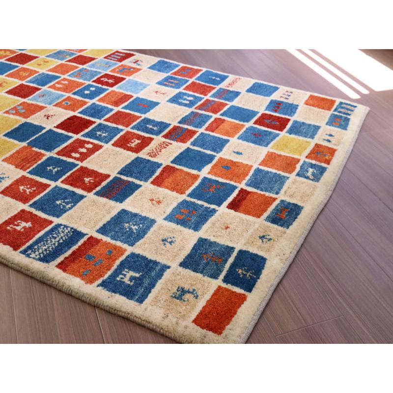 ギャッベ ノマド Nomad イラン産手織りラグ 183x113cm レッド ブルー イエロー 伝統的な幾何学デザイン | ブランド登録なし | 07