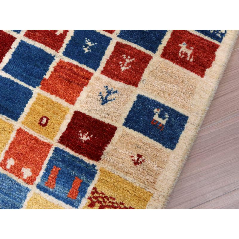 ギャッベ ノマド Nomad イラン産手織りラグ 183x113cm レッド ブルー イエロー 伝統的な幾何学デザイン | ブランド登録なし | 08