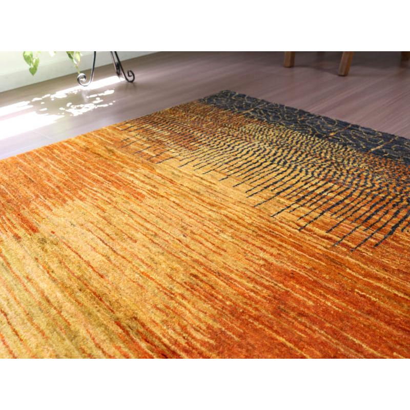 ギャッベ ノウバフト 抽象画のようなモダンデザイン 160x110cm イエロー　オレンジ イラン産手織りラグ | ブランド登録なし | 13