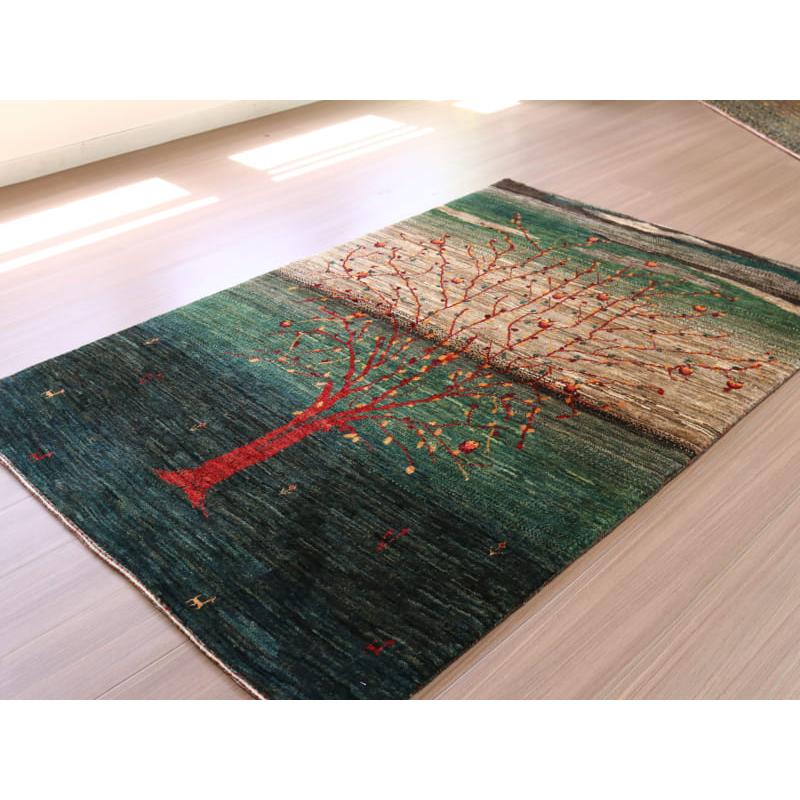 イラン製 手織りギャッベ 3枚セット 緑×ベージュ×赤 幸せの木 ウールラグ イラン製 手織りギャッベ 3枚セット 緑×ベージュ×赤 幸せの木 ウールラグ