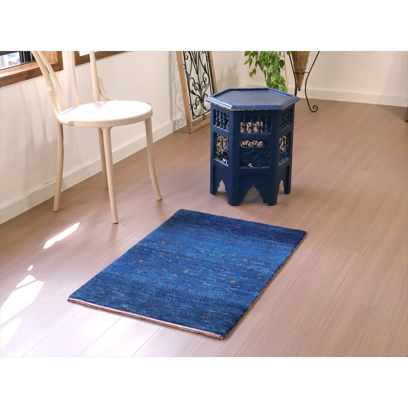 ギャッベ　ロリアタシュ　最高級の細かな織り 87x61cm ブルー　ネイビー　グラデーション　無地　シンプル | ブランド登録なし | 01