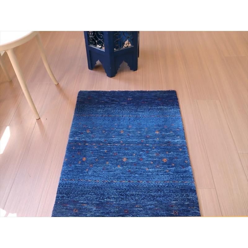 ギャッベ　ロリアタシュ　最高級の細かな織り 87x61cm ブルー　ネイビー　グラデーション　無地　シンプル | ブランド登録なし | 02