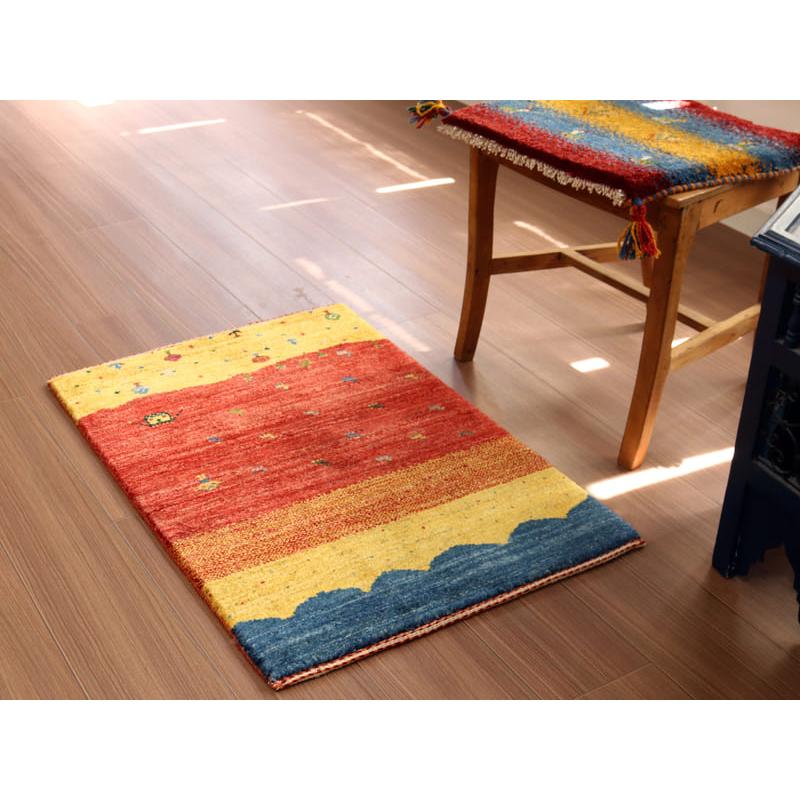 ギャッベ　バナフシェ　イラン産手織りラグ 82x56cm 風景のギャッベ 夕陽に染まる平原 | ブランド登録なし | 04